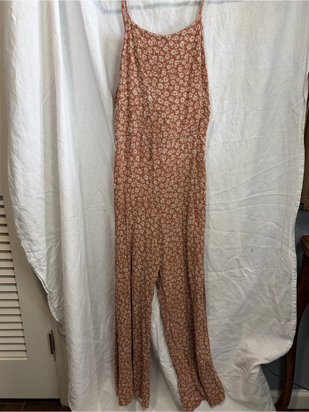 Floral Rust Wide-Leg Jumpsuit